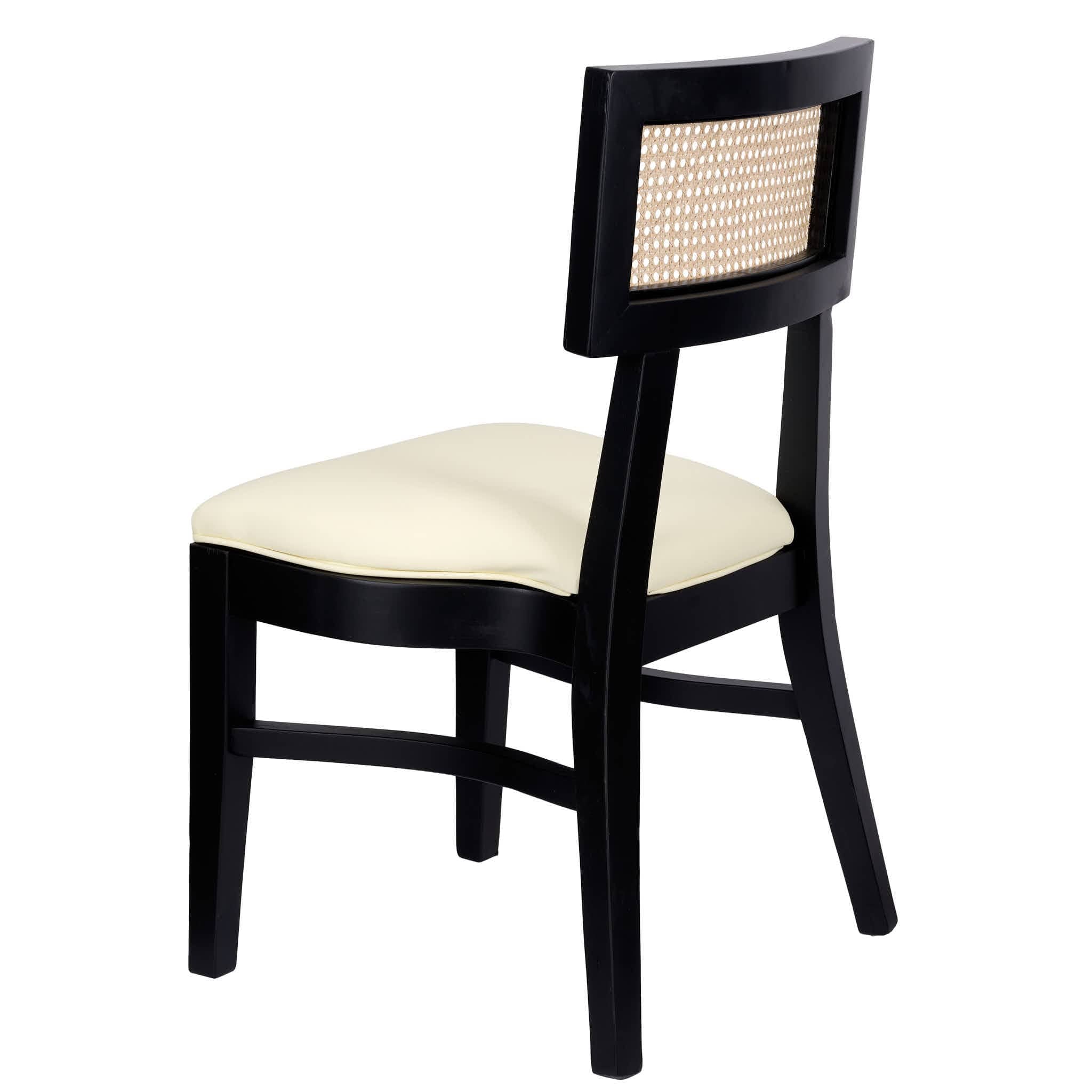 Chivari Black ToughWood™ Tessera Dining Chair with Ivory Vinyl Seat and Rattan Back CTWBIR-ZG-SO