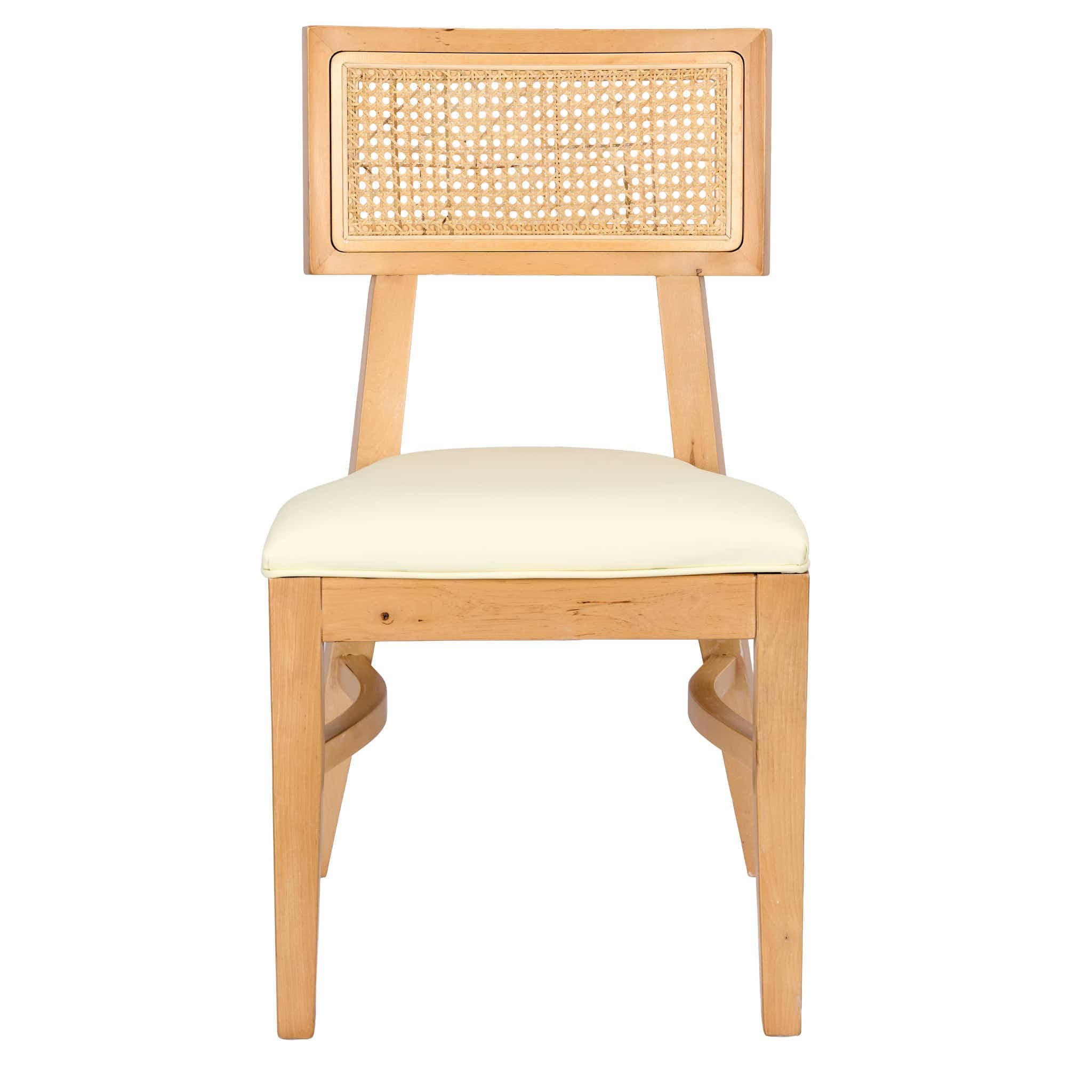 Chivari Natural ToughWood™ Tessera Dining Chair with Ivory Vinyl Seat and Rattan Back CTWNIR-ZG-SO