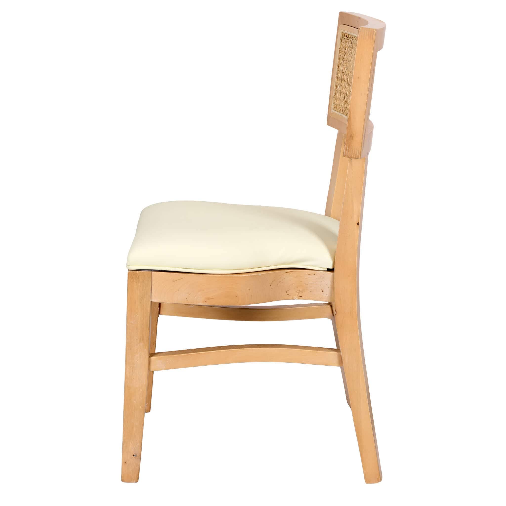 Chivari Natural ToughWood™ Tessera Dining Chair with Ivory Vinyl Seat and Rattan Back CTWNIR-ZG-SO