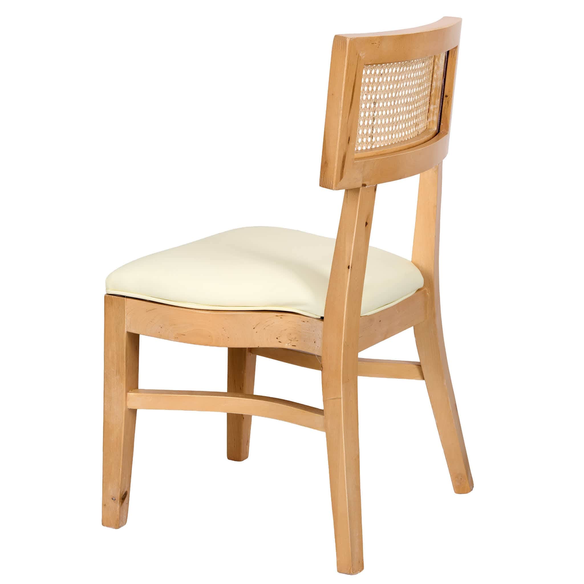 Chivari Natural ToughWood™ Tessera Dining Chair with Ivory Vinyl Seat and Rattan Back CTWNIR-ZG-SO