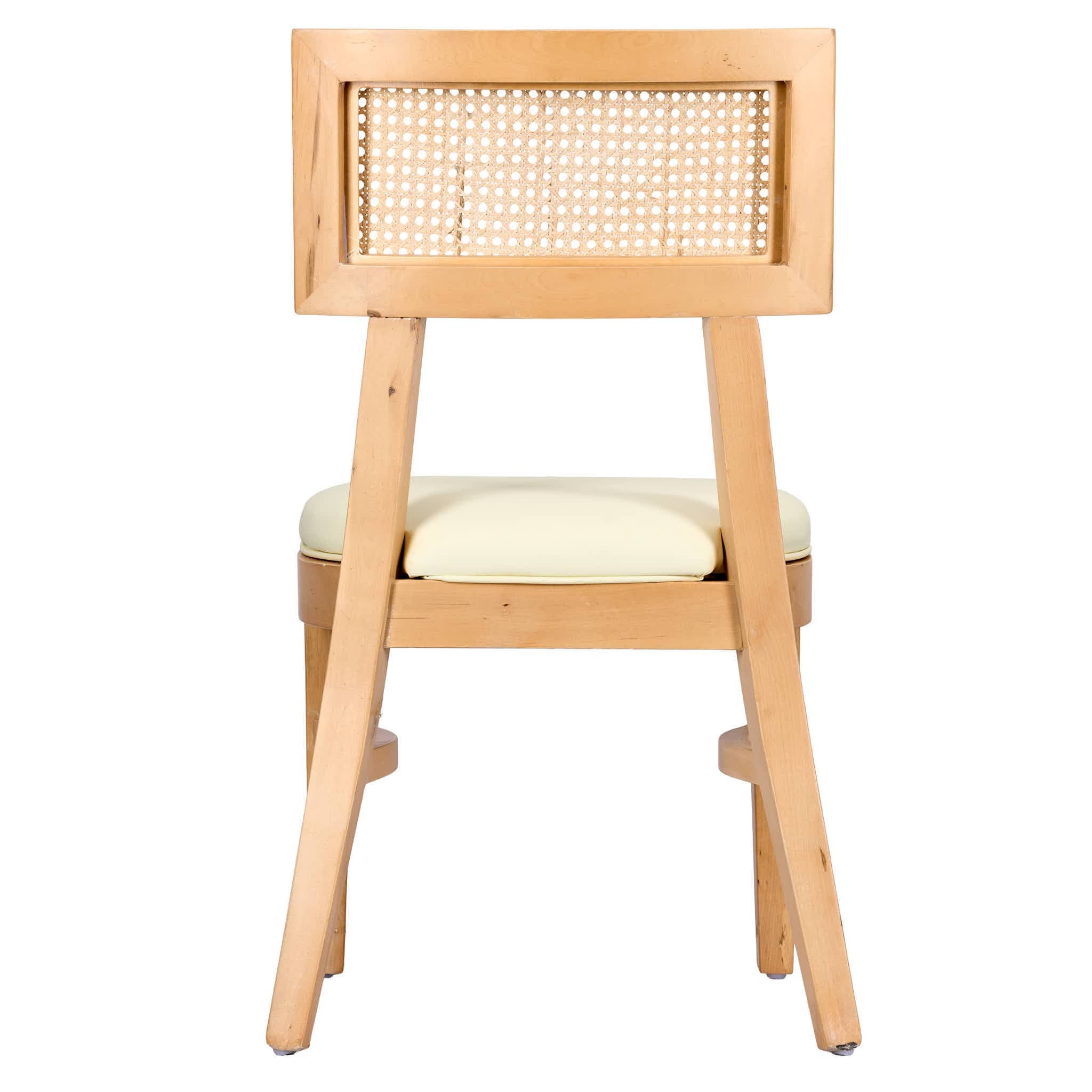 Chivari Natural ToughWood™ Tessera Dining Chair with Ivory Vinyl Seat and Rattan Back CTWNIR-ZG-SO