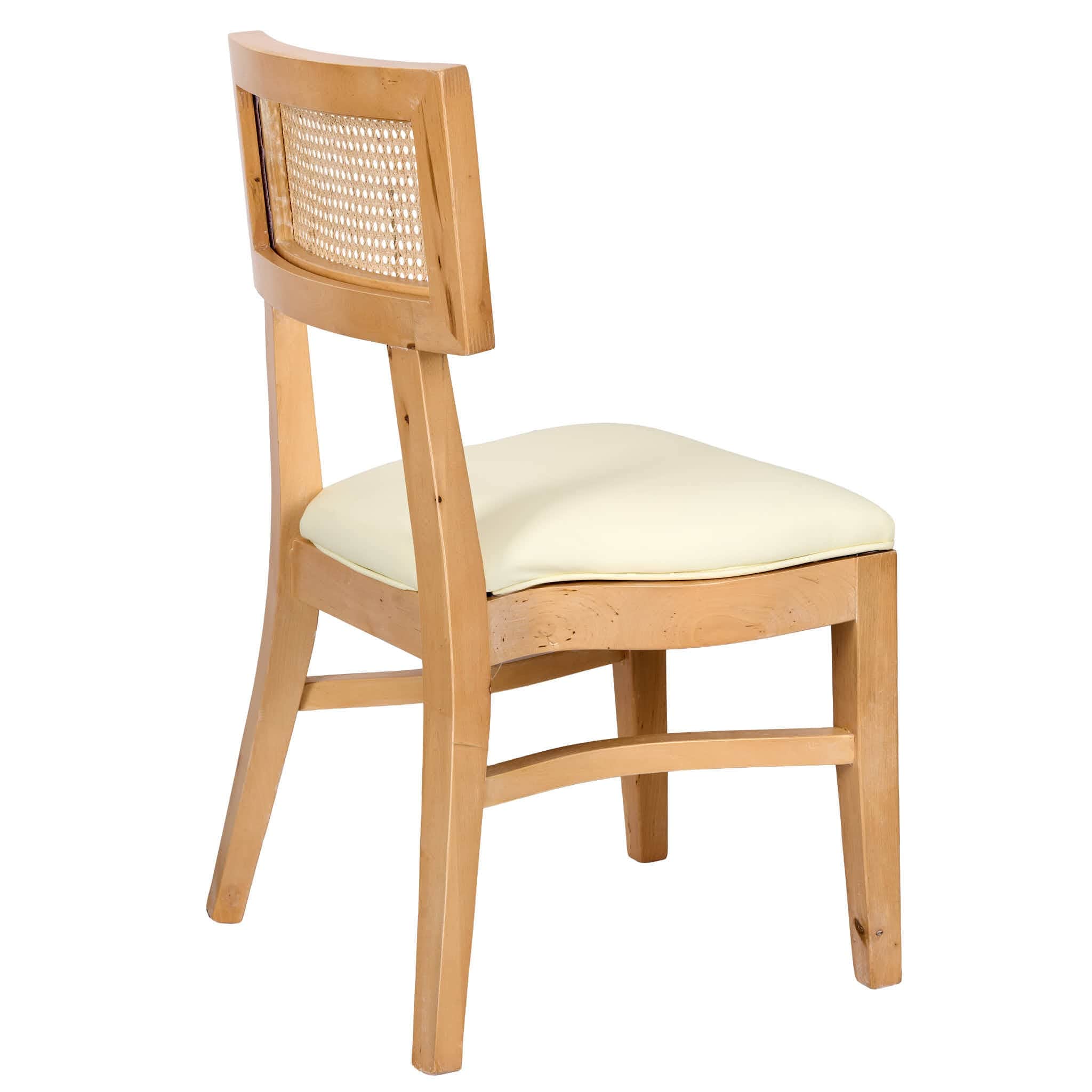 Chivari Natural ToughWood™ Tessera Dining Chair with Ivory Vinyl Seat and Rattan Back CTWNIR-ZG-SO