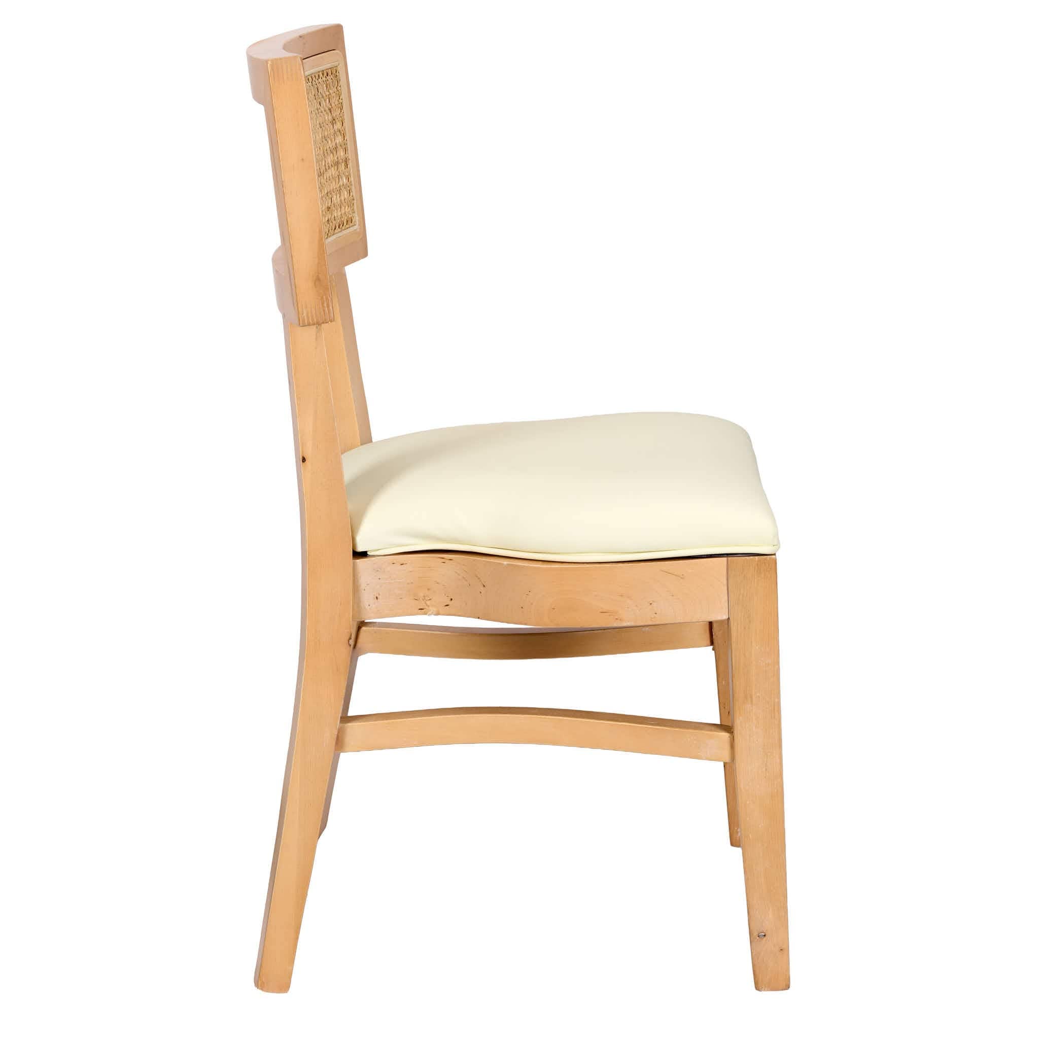 Chivari Natural ToughWood™ Tessera Dining Chair with Ivory Vinyl Seat and Rattan Back CTWNIR-ZG-SO