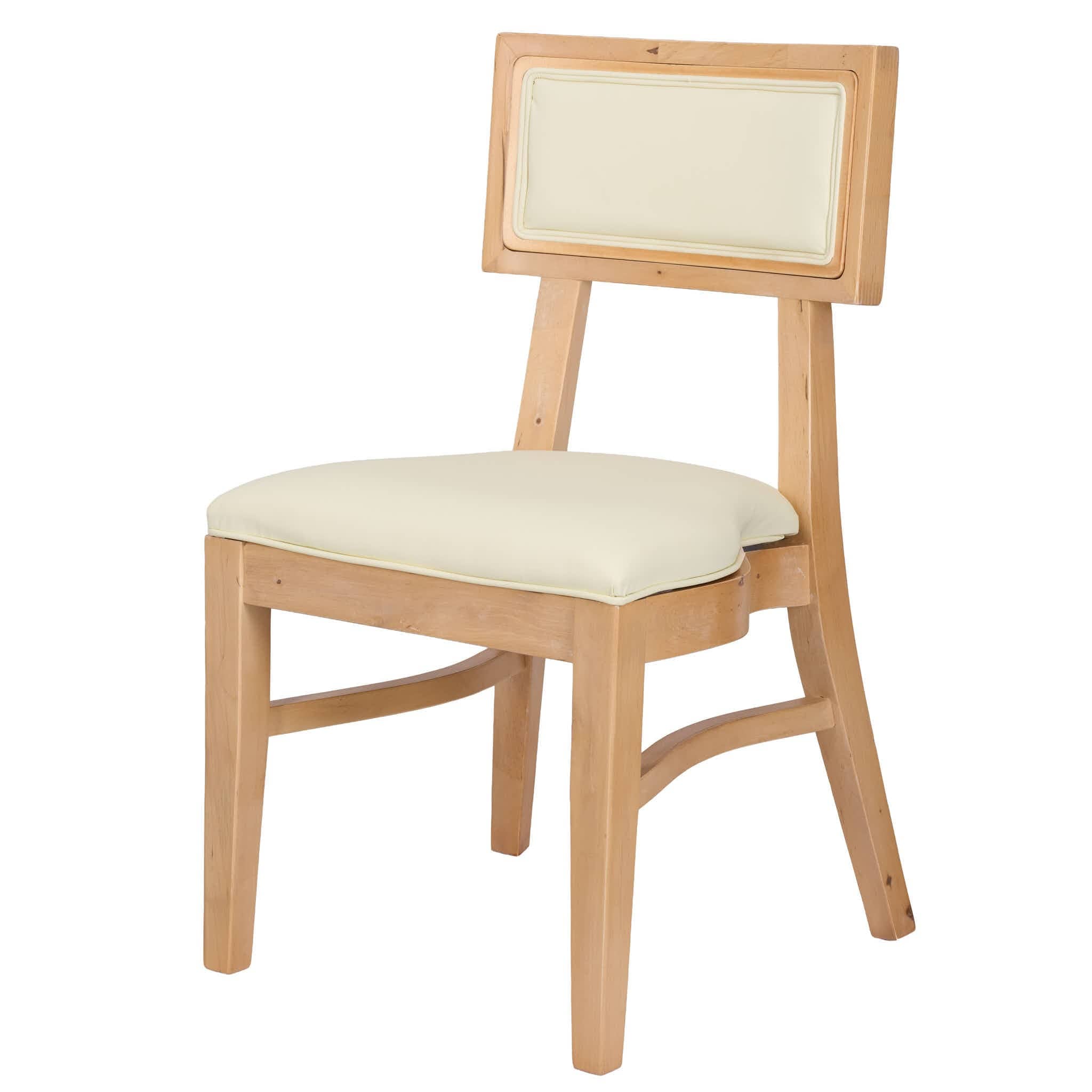 Chivari Natural ToughWood™ Tessera Dining Chair with Ivory Vinyl Seat and Vinyl Back CTWNIV-ZG-SO