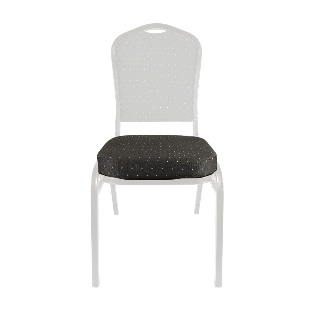 Chivari Black Fabrric with Gold Dots 2.5" Cushion for Crown, Dome and Square Banquet Chairs CUSH-BNQ-BFGD-ZF