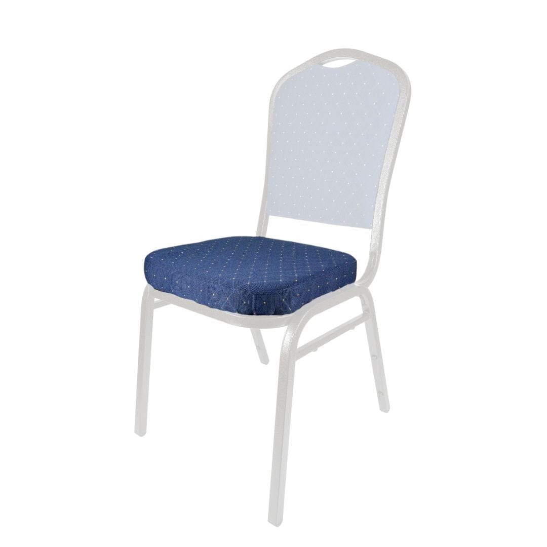 Chivari Navy Blue Fabric with Gold Dots 2.5" Cushion for Crown, Dome and Square Banquet Chairs CUSH-BNQ-BLUFGD-ZF