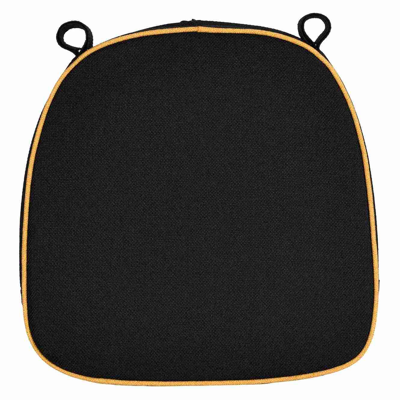 Chivari Black with Gold Piping 2.5" Thick Chair Cushion - World's Best Cushions CUSHBST-BG-AX-T