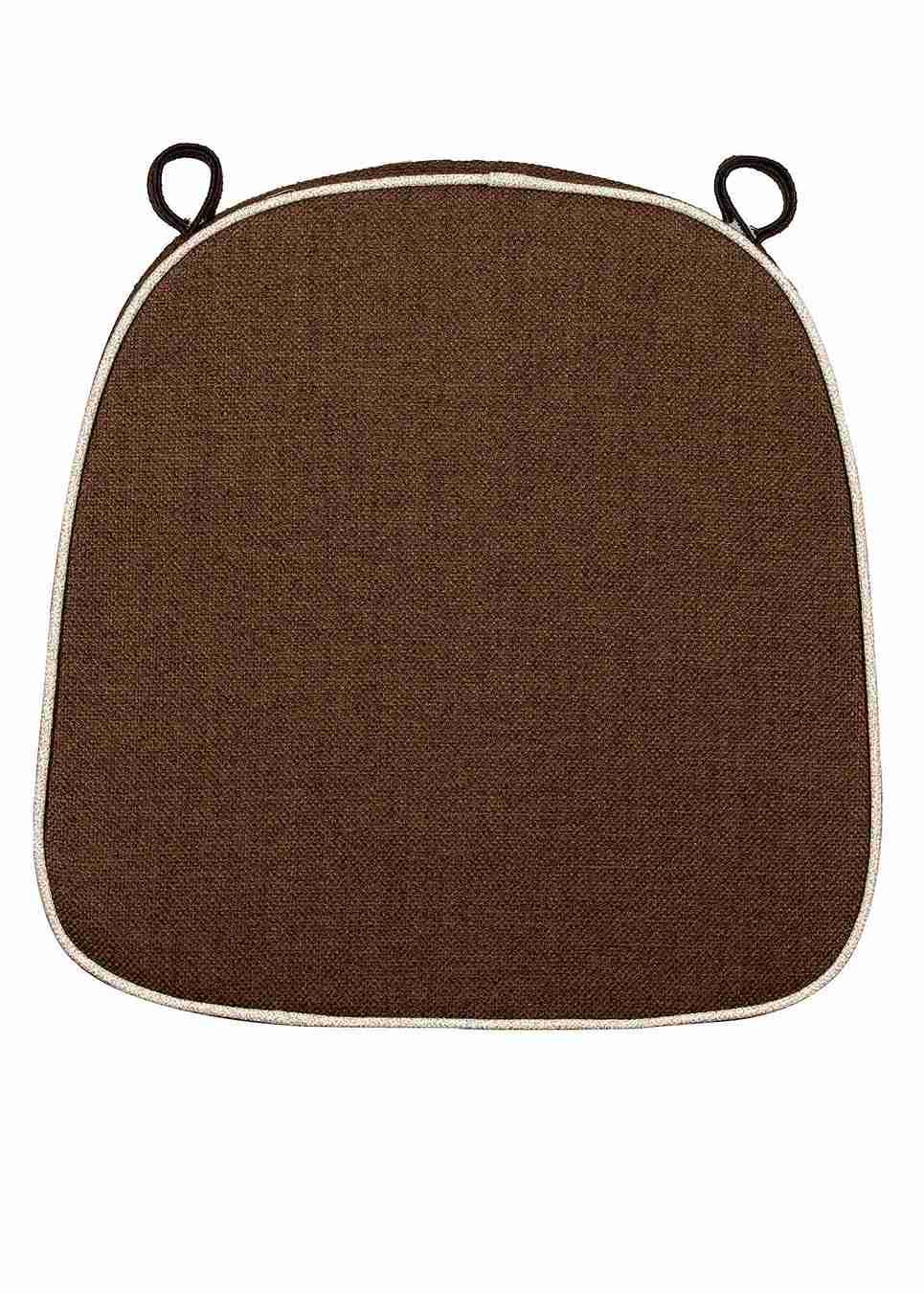 Chivari Dark Brown with Beige Piping 2.5" Thick Chair Cushion - World's Best Cushions CUSHBST-CBR-AX-T
