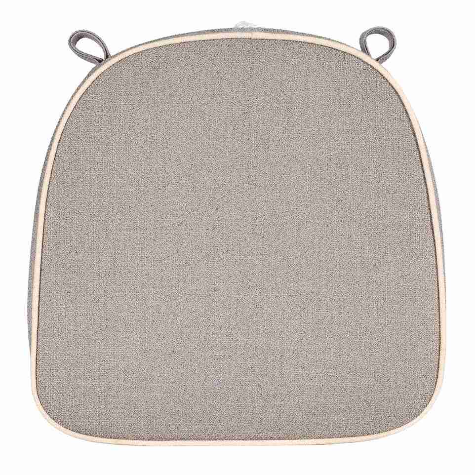 Chivari Gray with Ivory Piping 2.5" Thick Chair Cushion - World's Best Cushions, Clearance CUSHBST-GRI-AX-T