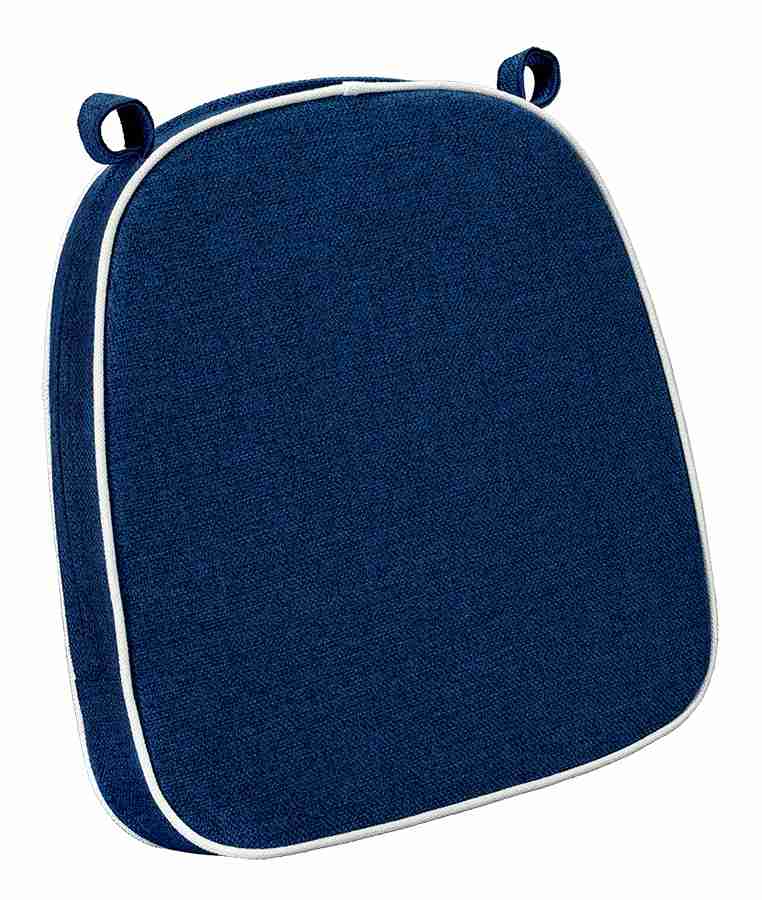 Chivari Navy Blue with White Piping 2.5" Thick Chair Cushion - World's Best Cushions CUSHBST-NBW-AX-T