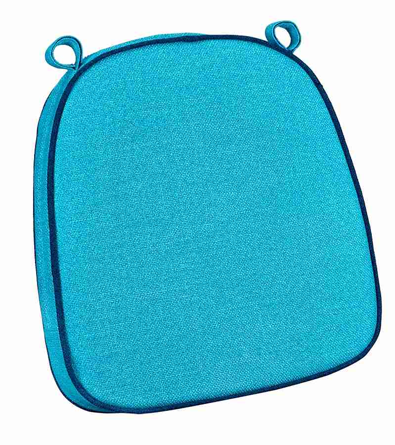 Chivari Teal with Navy Blue Piping 2.5" Thick Chair Cushion - World's Best Cushions CUSHBST-TLNB-AX-T