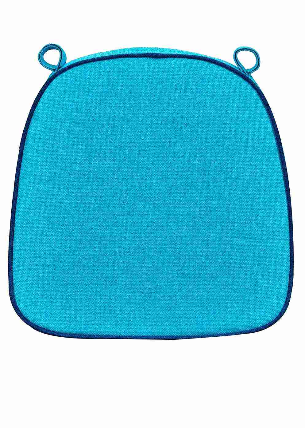 Chivari Teal with Navy Blue Piping 2.5" Thick Chair Cushion - World's Best Cushions CUSHBST-TLNB-AX-T