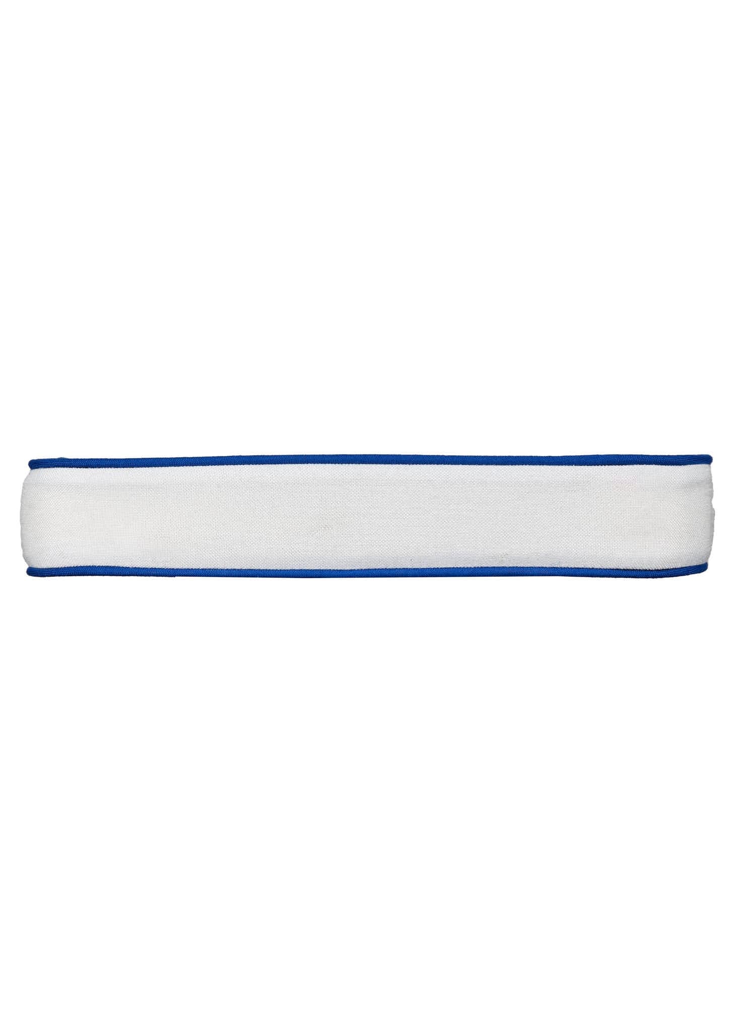 Chivari White with Royal BluePiping, 2.5" Thick Chair Cushion - World's Best Cushions CUSHBST-WBL-AX-T