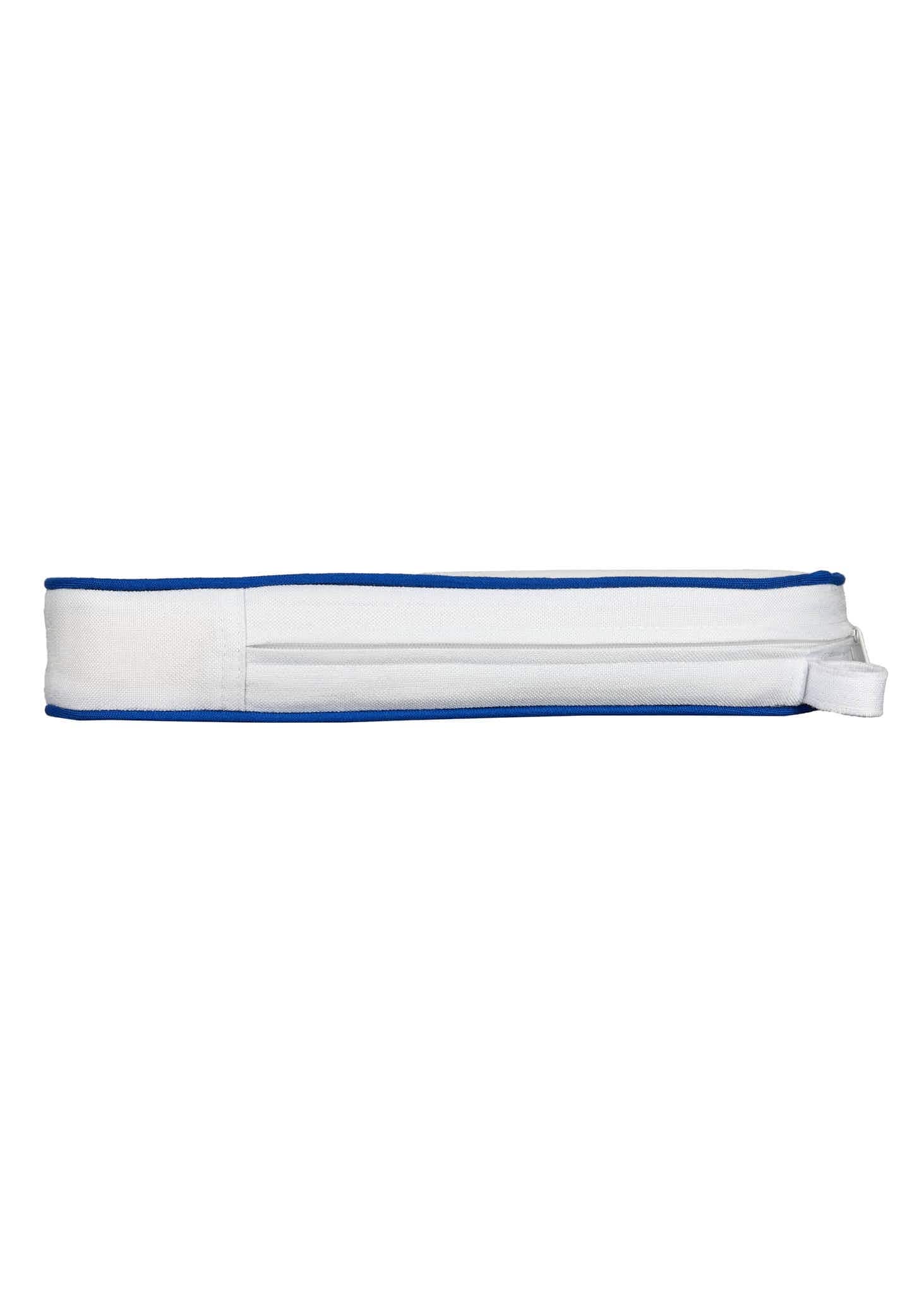 Chivari White with Royal BluePiping, 2.5" Thick Chair Cushion - World's Best Cushions CUSHBST-WBL-AX-T