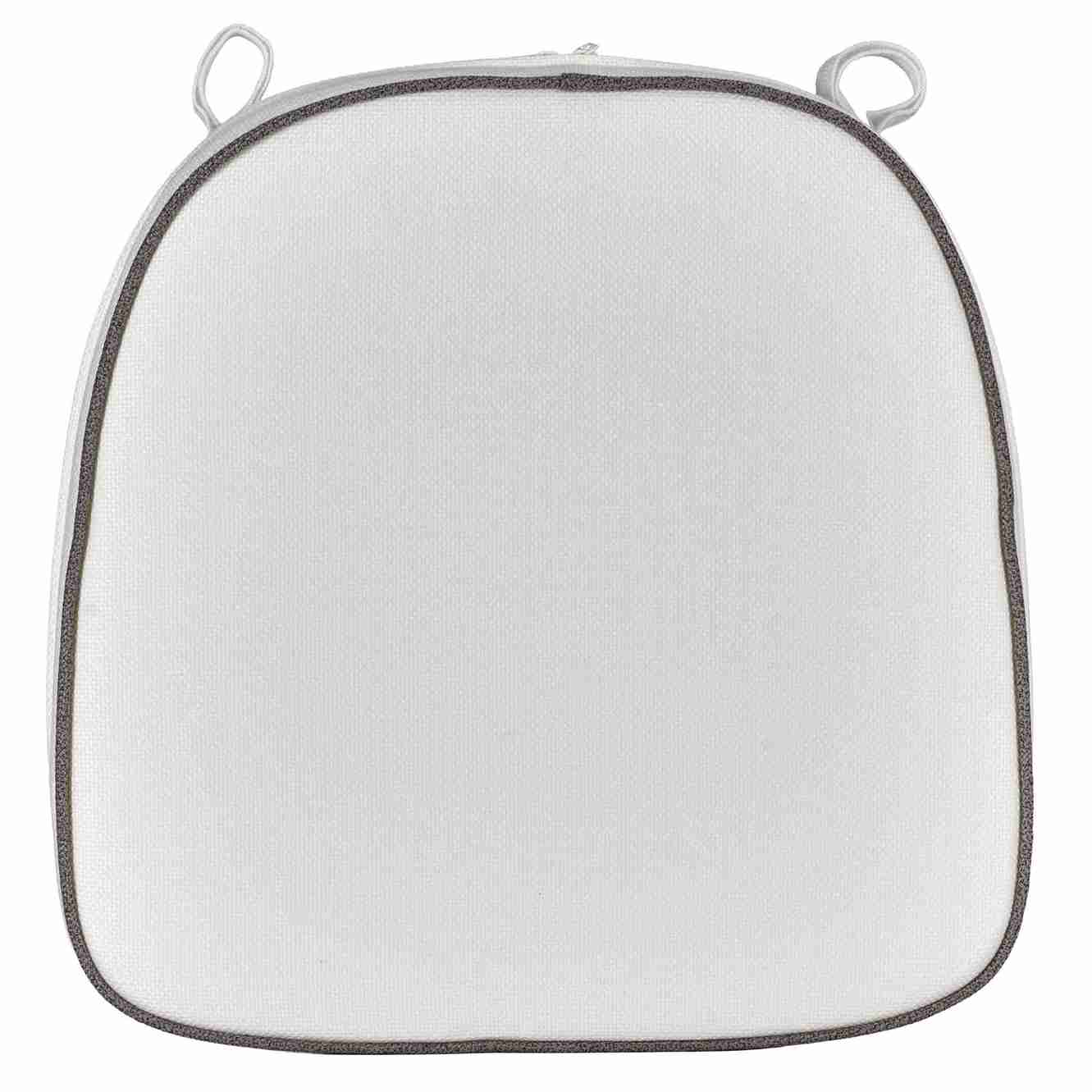 Chivari White with Gray Piping 2.5" Thick Chair Cushion - World's Best Cushions CUSHBST-WGR-AX-T