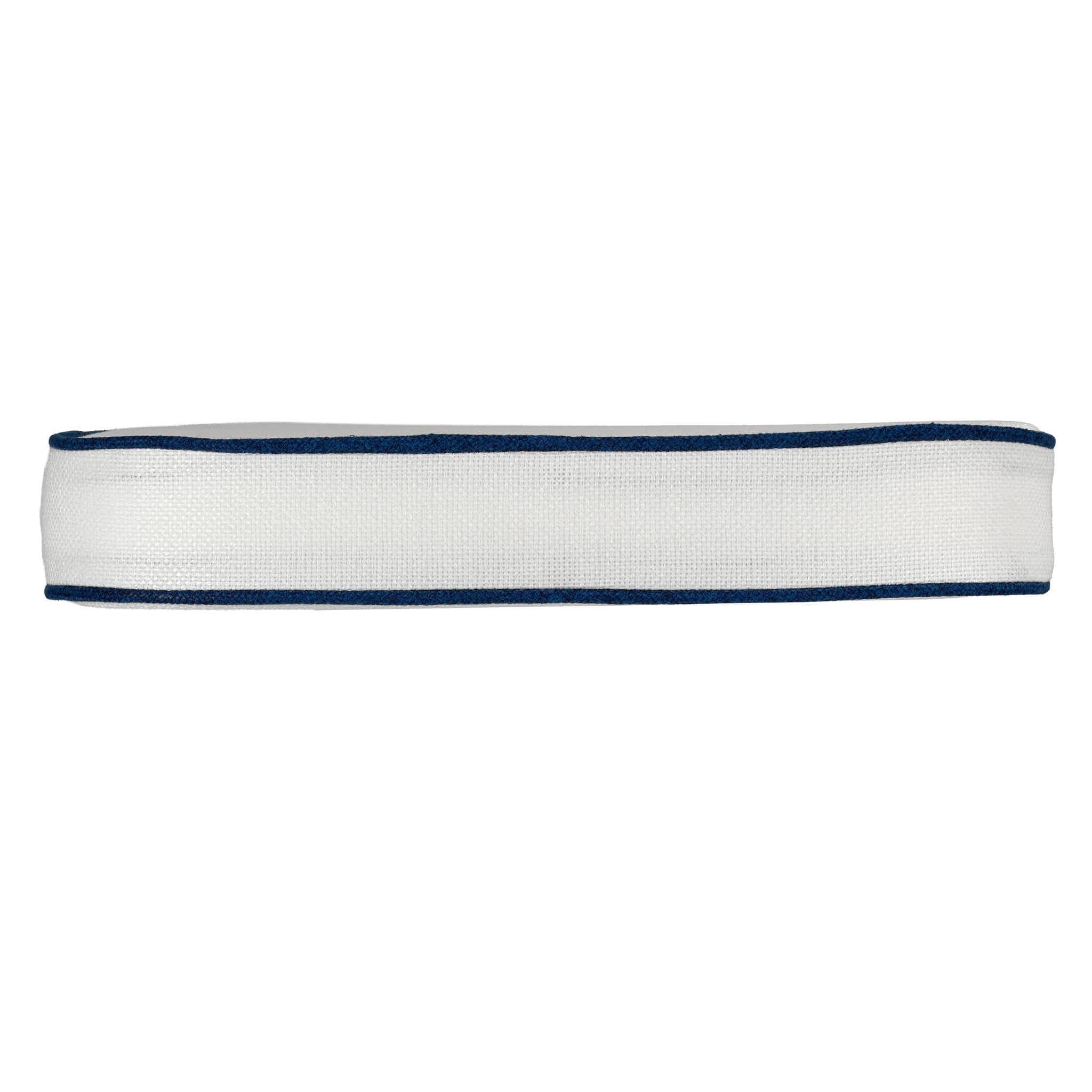 Chivari White with Navy Blue Piping 2.5" Thick Chair Cushion - World's Best Cushions CUSHBST-WNB-AX-T
