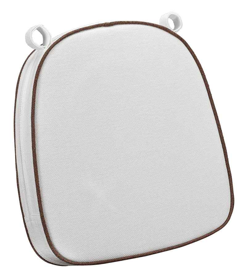 Chivari White with Light Brown Piping 2.5" Thick Chair Cushion - World's Best Cushions CUSHBST-WTP-AX-T