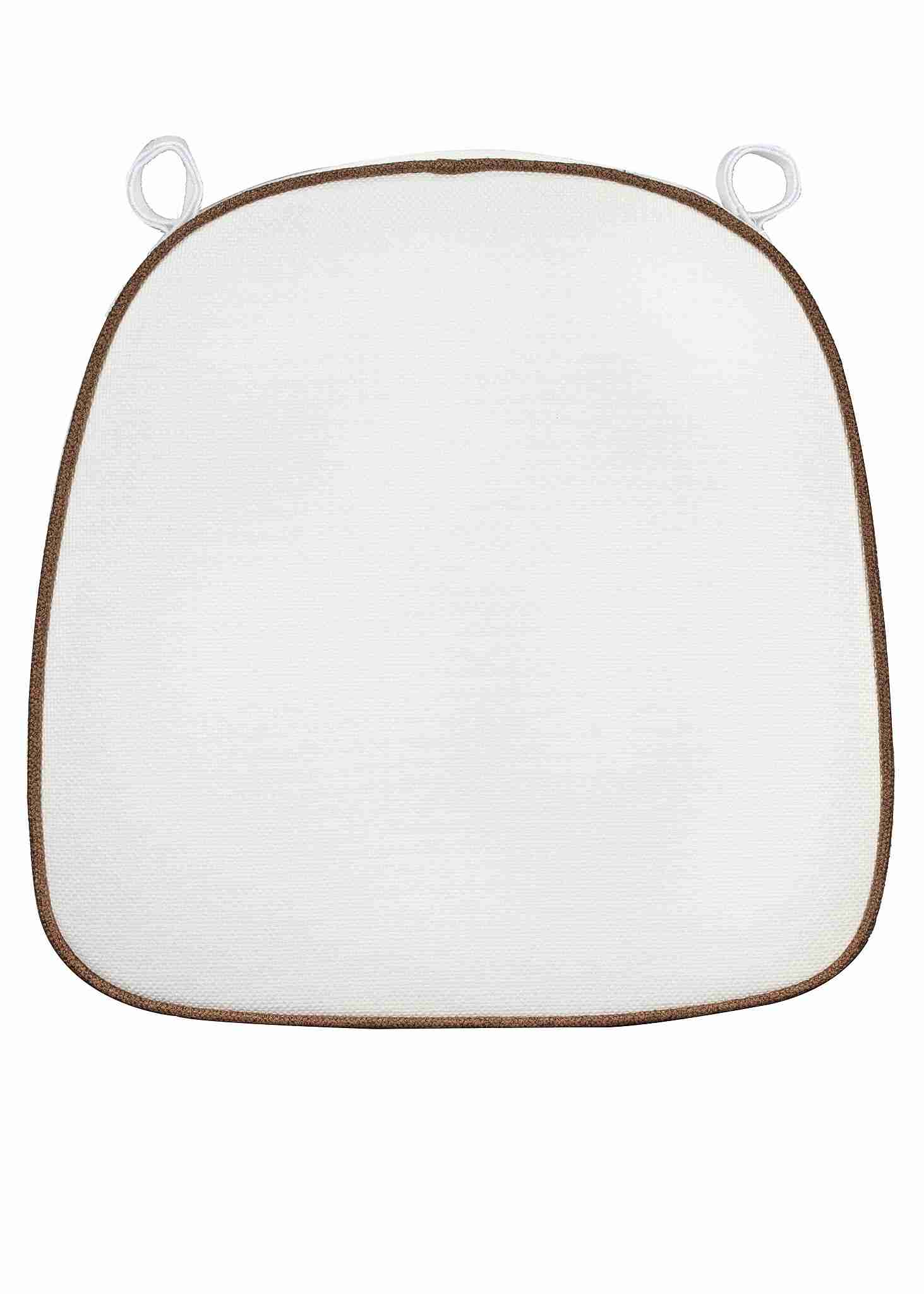Chivari White with Light Brown Piping 2.5" Thick Chair Cushion - World's Best Cushions CUSHBST-WTP-AX-T