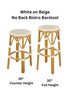 Toulouse White on Beige Medium Frame 30" Full Height No Back Bistro Barstool BFNBPWB-AX-T