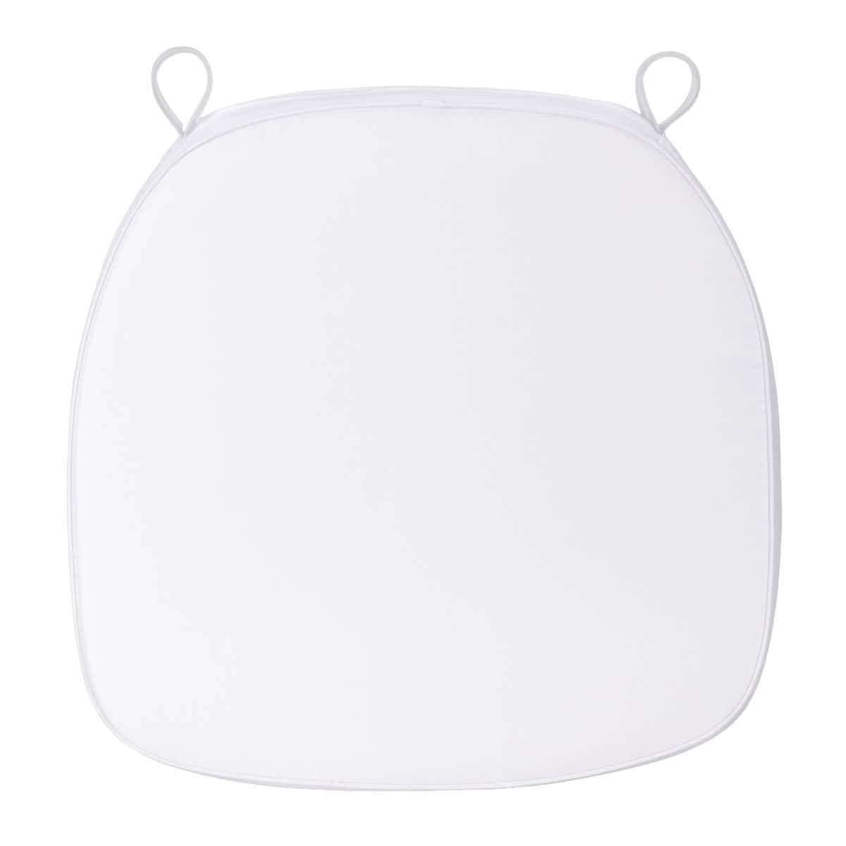 Chivari White 1.6" Thick Cushion for BasicResin Cross Back or Willow Chairs with Velcro Strap CUSHSTRAPPWHI-AX