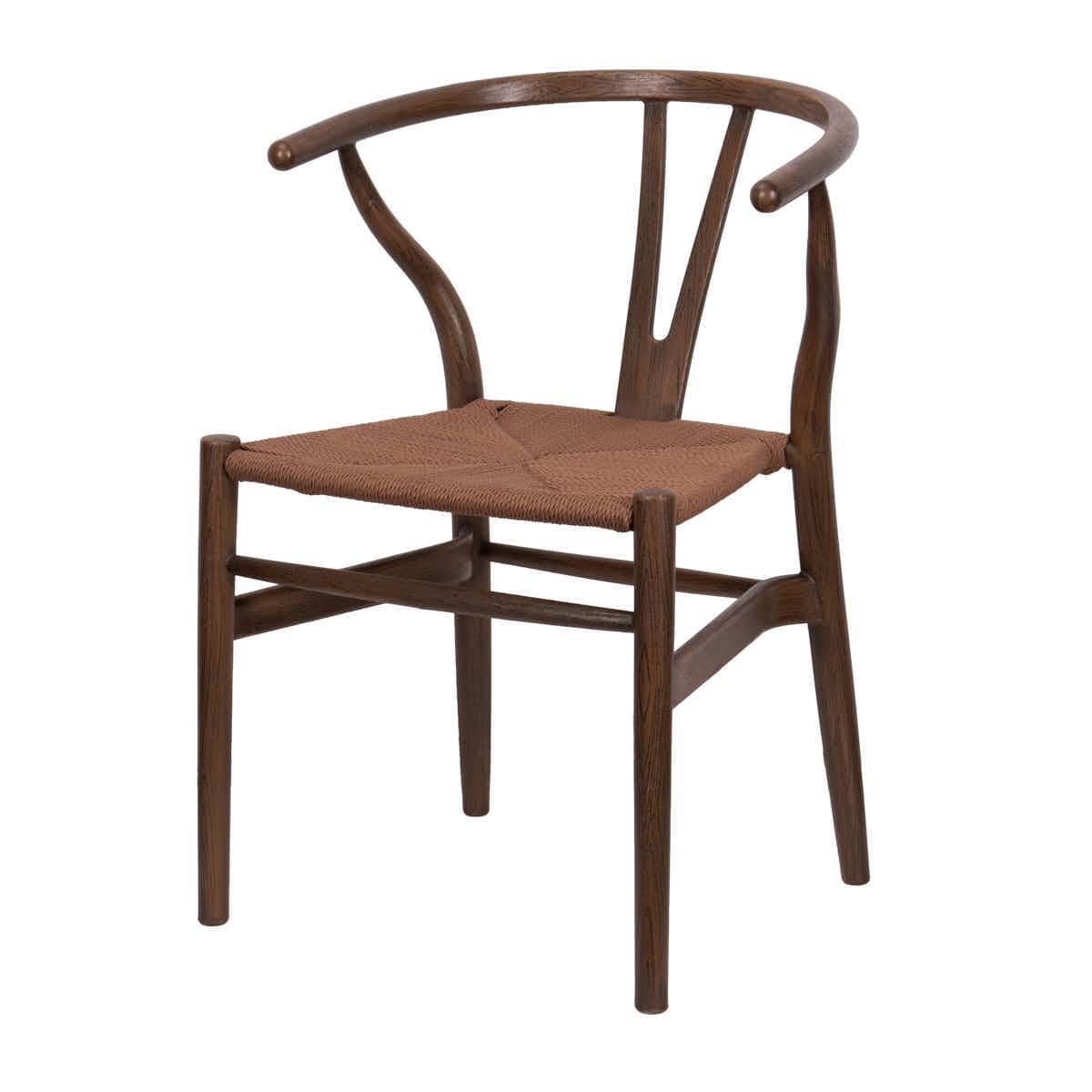 Chivari Fruitwood Wishbone Resin Chair with Brown Rope Seat CWHBFBR-ZG-T