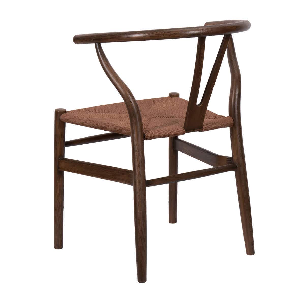 Chivari Fruitwood Wishbone Resin Chair with Brown Rope Seat CWHBFBR-ZG-T