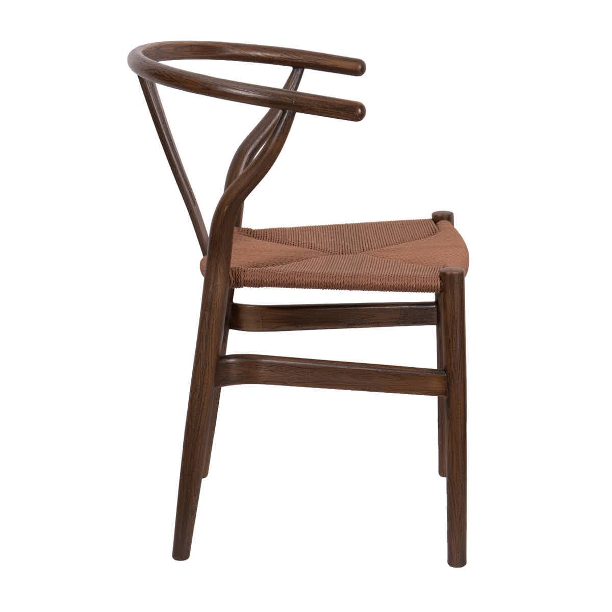 Chivari Fruitwood Wishbone Resin Chair with Brown Rope Seat CWHBFBR-ZG-T