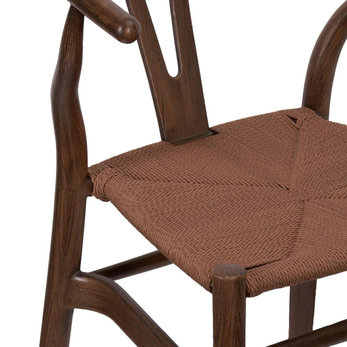 Chivari Fruitwood Wishbone Resin Chair with Brown Rope Seat CWHBFBR-ZG-T