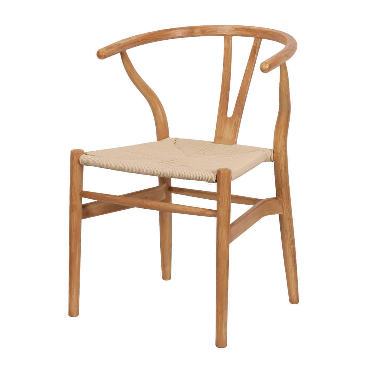Chivari Natural Wishbone Resin Chair with Natural Rope Seat CWHBNN-ZG-T
