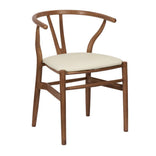 Chestnut Wishbone Resin Chair with Ivory Vinyl Seat