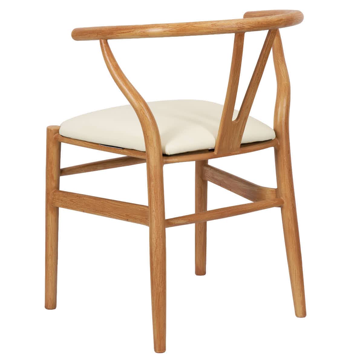 Chivari Natural Wishbone Resin Chair with Ivory Vinyl Seat CWHRNV-ZG-T