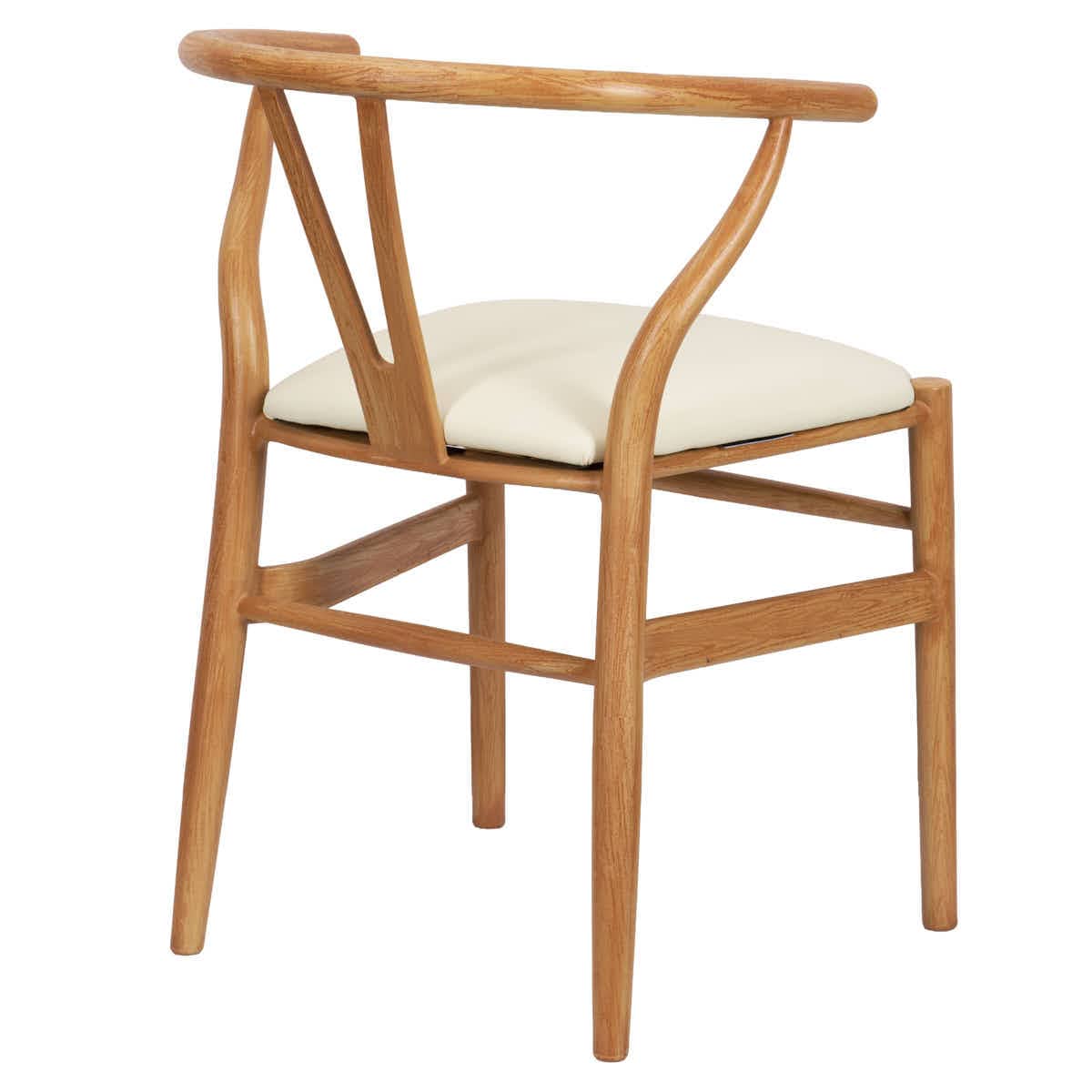 Chivari Natural Wishbone Resin Chair with Ivory Vinyl Seat CWHRNV-ZG-T