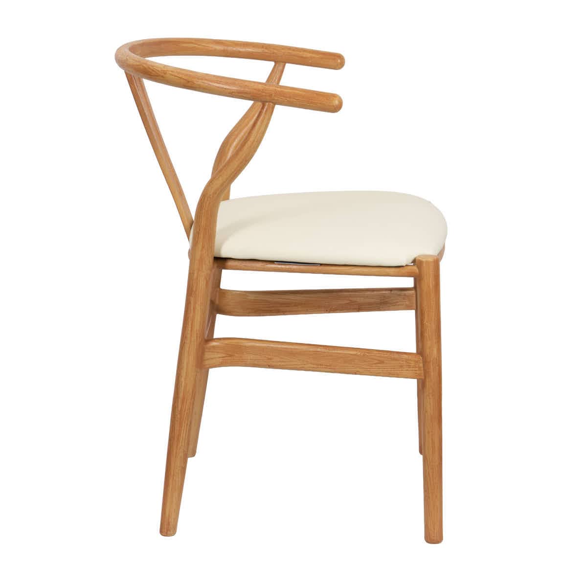 Chivari Natural Wishbone Resin Chair with Ivory Vinyl Seat CWHRNV-ZG-T