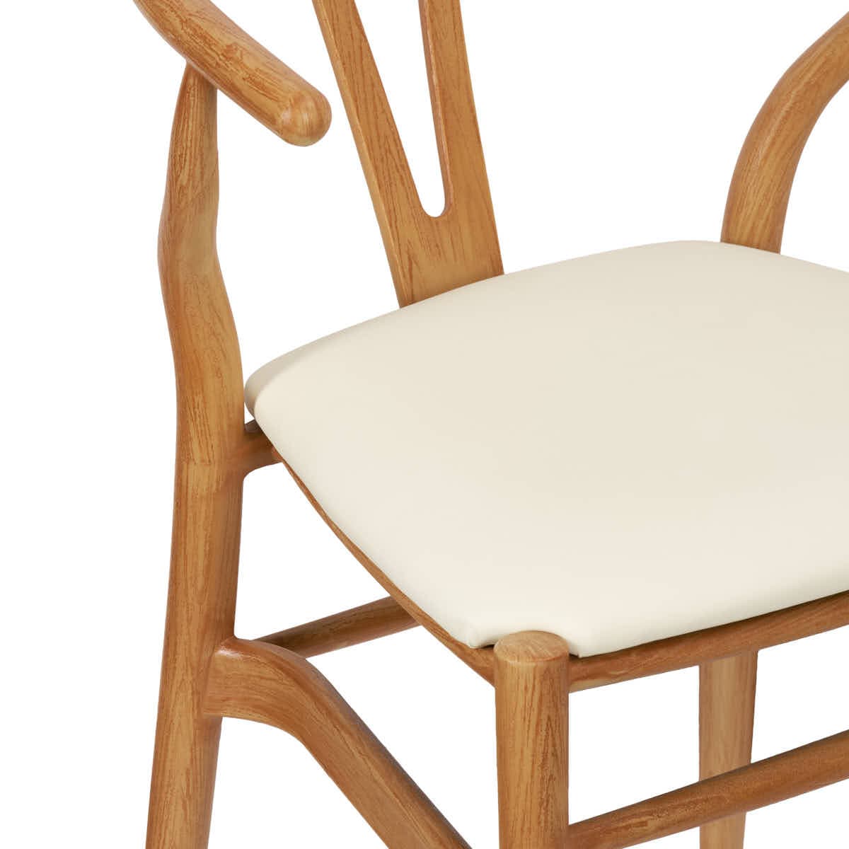 Chivari Natural Wishbone Resin Chair with Ivory Vinyl Seat CWHRNV-ZG-T