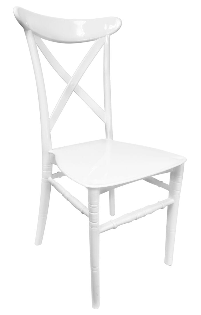 Chivari White BasicResin™ Cross Back Chair CXPW-v22-SG-T