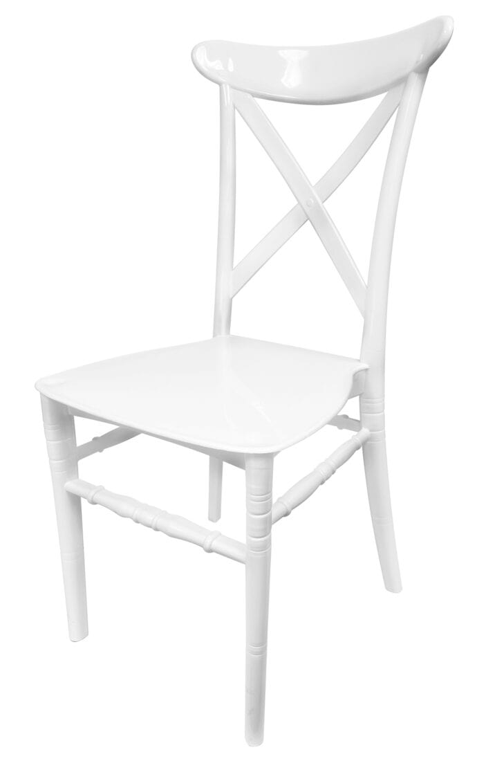 Chivari White BasicResin™ Cross Back Chair CXPW-v22-SG-T