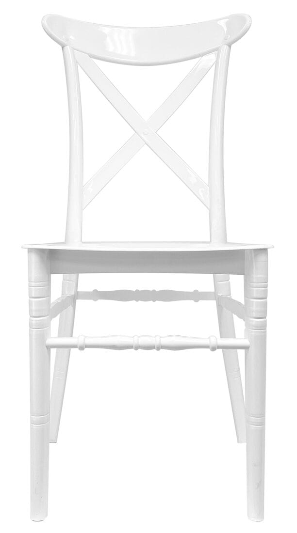 Chivari White BasicResin™ Cross Back Chair CXPW-v22-SG-T