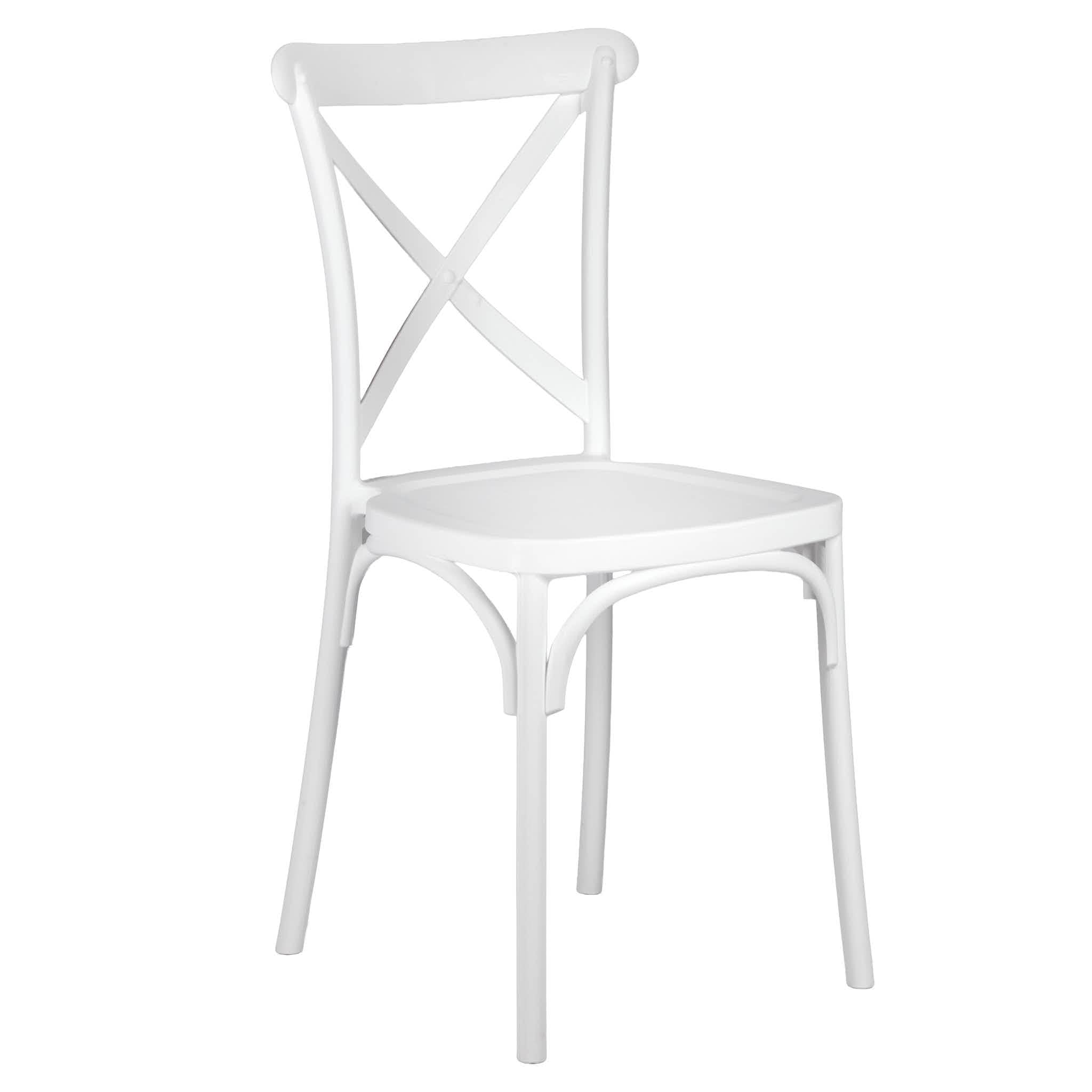 Chivari White Cross Back Mono Frame BasicResin™ Chair CXPW-ZG