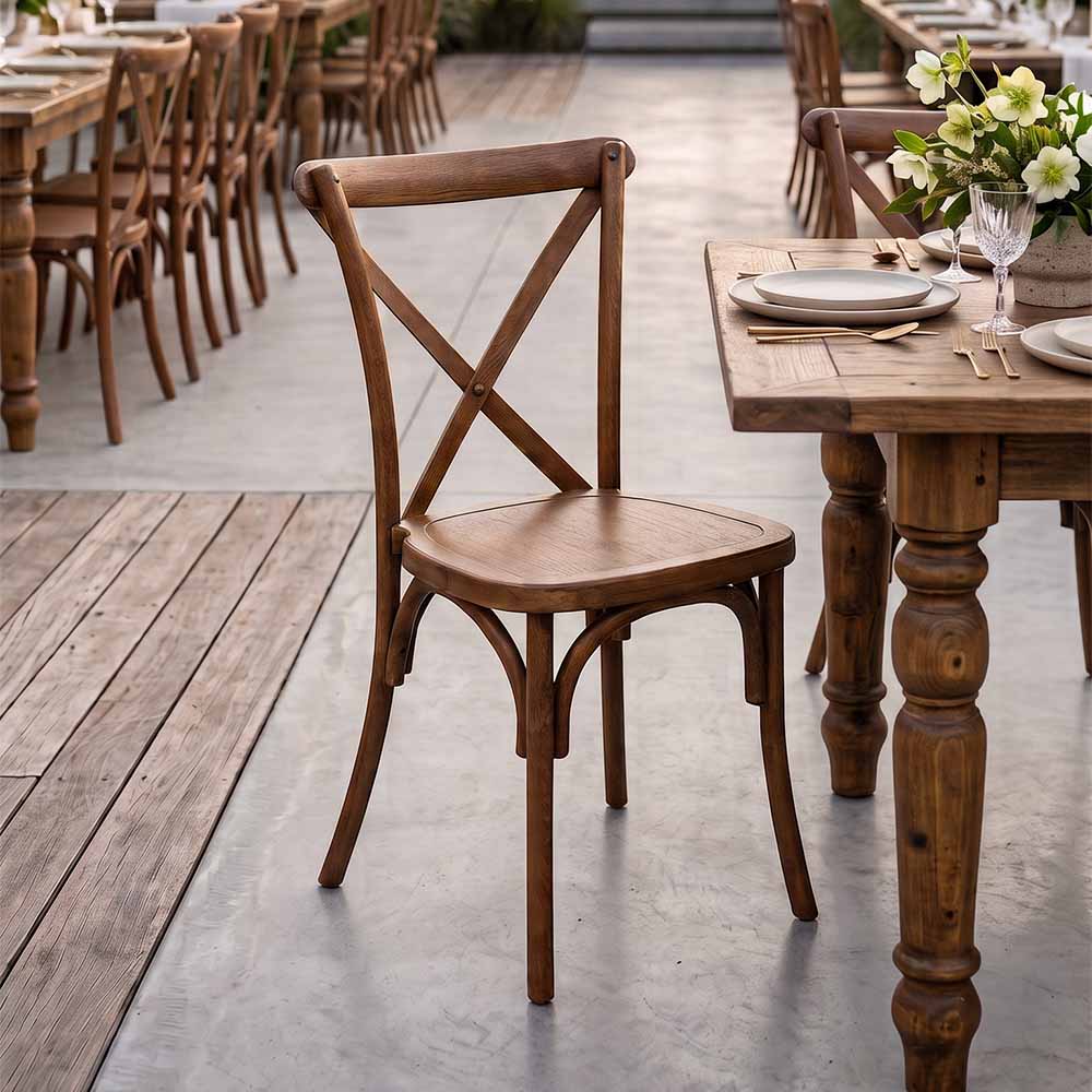 Chivari Chestnut ToughResin™ WoodGrain Cross Back Chair CXRC-AX-T