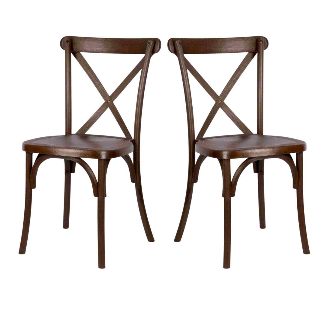 Chivari Fruitwood Steel Skeleton™ Resin Cross Back Chair CXRF-STEEL-CX-T