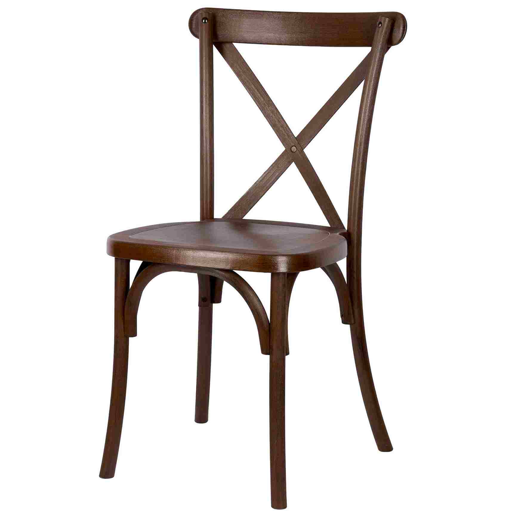Chivari 24 Pack Fruitwood Resin Steel Skeleton™ Cross Back Chair CXRF-STEEL-CX-T-24