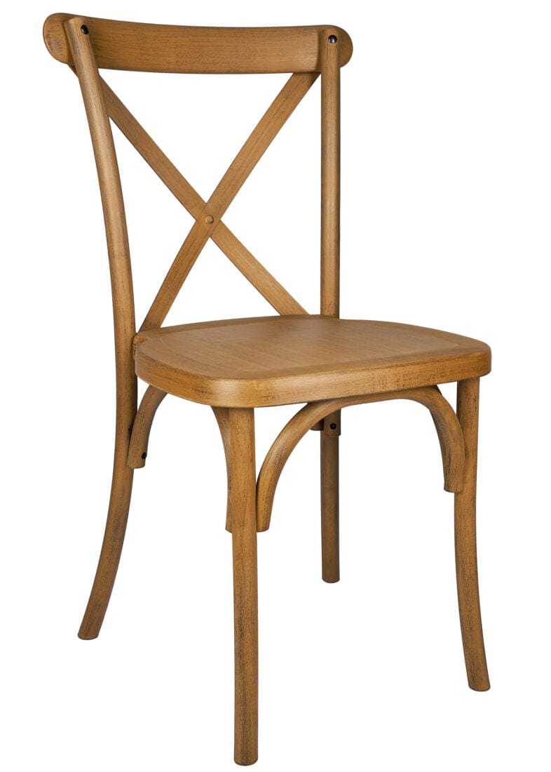 Chivari Walnut Resin Steel Skeleton™ Cross Back Chair CXRW-STEEL-CX-T