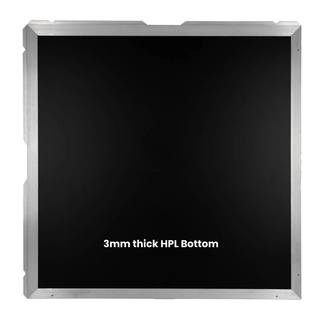 Chivari 16' x 16' Black Portable Dance Floor with Gold Edge Trim DF-16X16-BLKG-KT