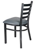 Chivari Ladder Back Restaurant Chair with Black Metal Frame and Dark Gray Vinyl Seat CLMBVDG-ZF-KT