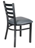 Chivari Ladder Back Restaurant Chair with Black Metal Frame and Dark Gray Vinyl Seat CLMBVDG-ZF-KT