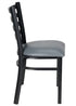 Chivari Ladder Back Restaurant Chair with Black Metal Frame and Dark Gray Vinyl Seat CLMBVDG-ZF-KT