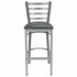 Chivari Ladder Back Bar Stool with Silver Frame and Dark Gray Vinyl Seat BLMSVDG-ZF-KT
