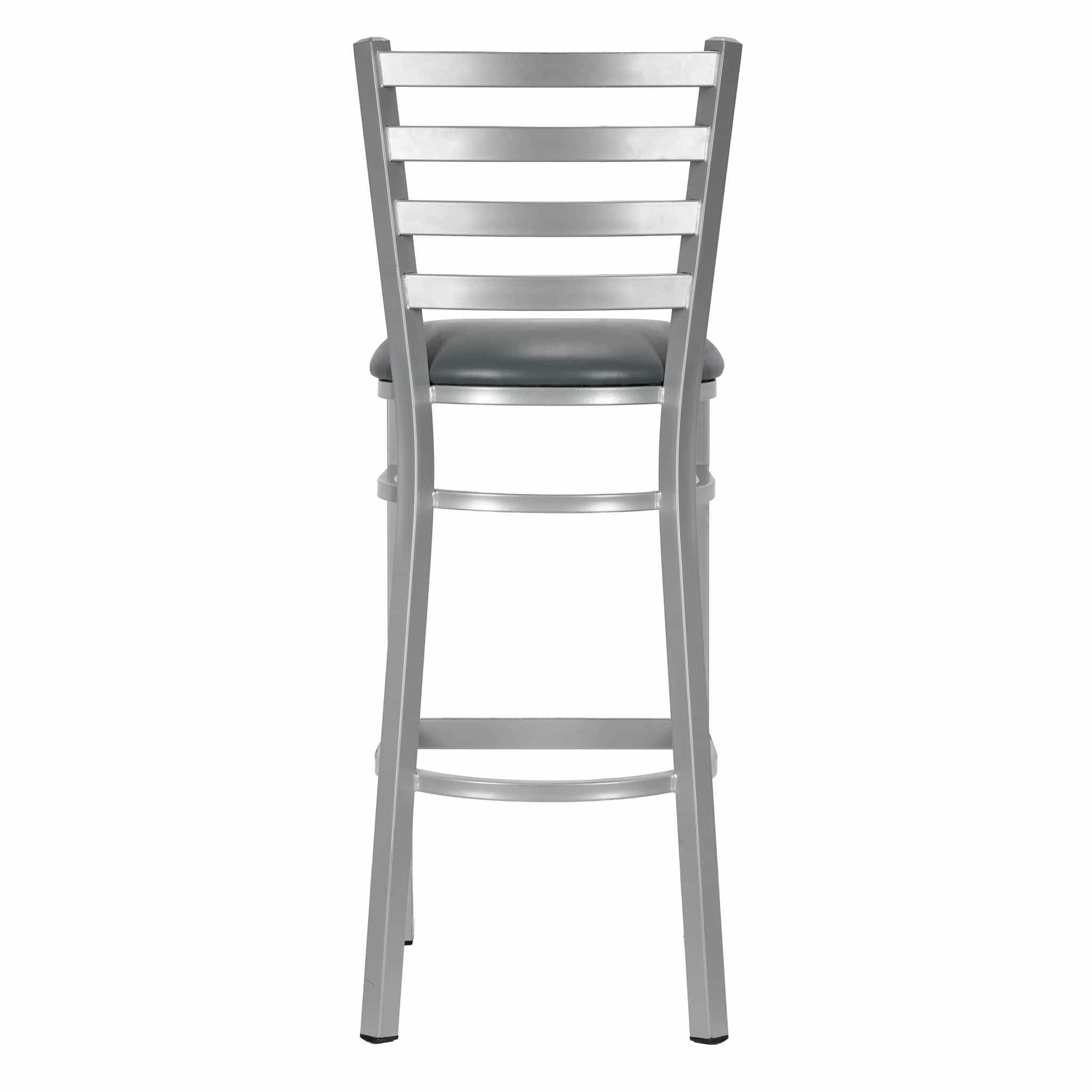 Chivari Ladder Back Bar Stool with Silver Frame and Dark Gray Vinyl Seat BLMSVDG-ZF-KT
