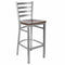 Chivari Ladder Back Bar Stool with Silver Frame and Dark Wood Seat BLMSWDW-ZF-KT