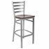 Chivari Ladder Back Bar Stool with Silver Frame and Dark Wood Seat BLMSWDW-ZF-KT